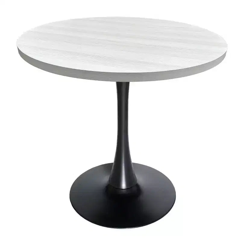 Table à manger ronde à pied central, plateau en MDF, 4 places – Noir / Cognac / Noyer foncé / Naturel clair