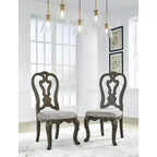 Chaises de salle à manger sans accoudoirs, rembourrées marron foncé, lot de 2