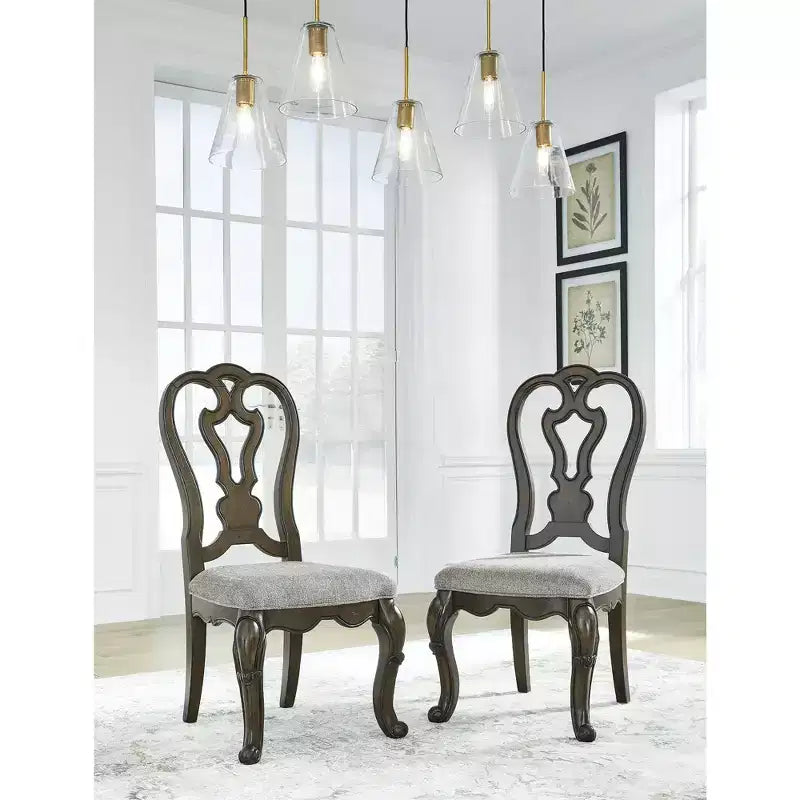 Chaises de salle à manger sans accoudoirs, rembourrées marron foncé, lot de 2