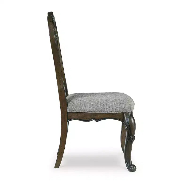 Chaises de salle à manger sans accoudoirs, rembourrées marron foncé, lot de 2