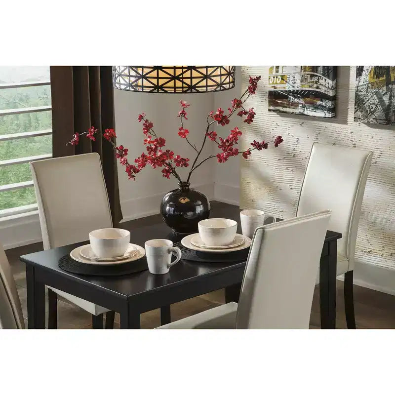 Table à manger rectangulaire marron foncé, 4 places, style contemporain