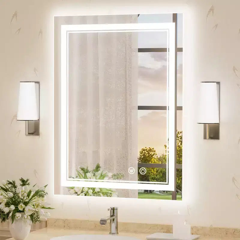 Keonjinn LED Front Light Bathroom Vanity Wall Mirror, Anti-Fog, Dimmable