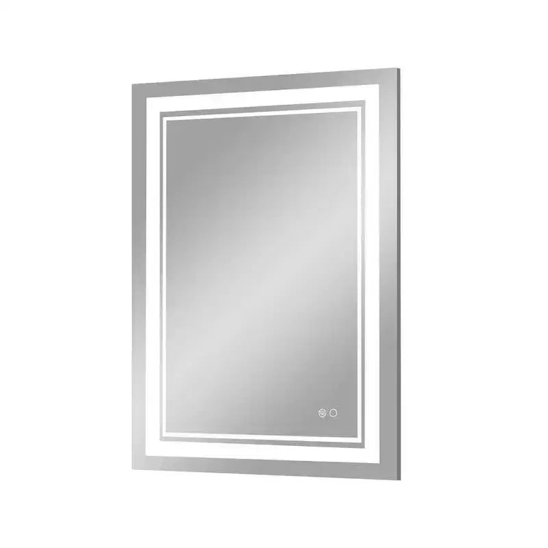 Miroir de courtoisie à LED sans cadre argenté, fixation murale, utilisateur unique – 5 tailles