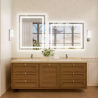 Miroir de courtoisie à LED sans cadre argenté, fixation murale, utilisateur unique – 5 tailles