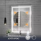 Miroir de courtoisie à LED sans cadre argenté, fixation murale, utilisateur unique – 5 tailles