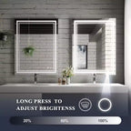 Miroir de courtoisie à LED sans cadre argenté, fixation murale, utilisateur unique – 5 tailles