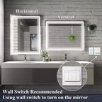 Miroir de courtoisie à LED sans cadre argenté, fixation murale, utilisateur unique – 5 tailles
