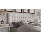 Tête de lit capitonnée à boutons | Noir, Gris clair, Gris chaud | Lit simple / Lit double / Grand lit
