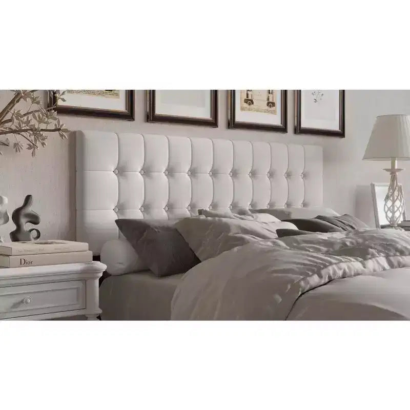 Tête de lit capitonnée à boutons | Noir, Gris clair, Gris chaud | Lit simple / Lit double / Grand lit