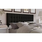 Tête de lit capitonnée à boutons | Noir, Gris clair, Gris chaud | Lit simple / Lit double / Grand lit