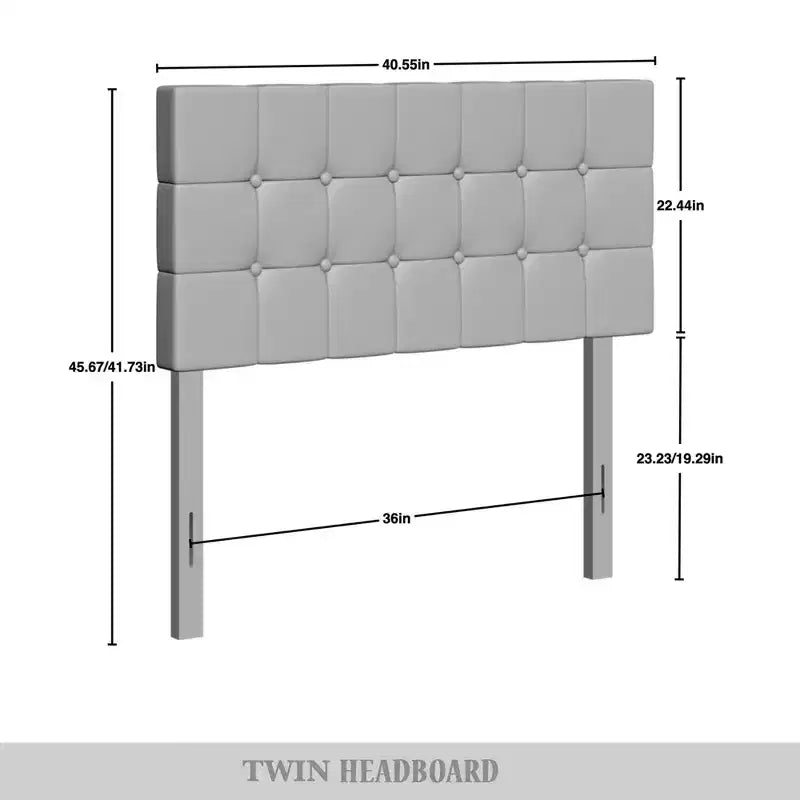 Tête de lit capitonnée à boutons | Noir, Gris clair, Gris chaud | Lit simple / Lit double / Grand lit