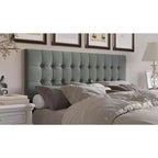 Tête de lit capitonnée à boutons | Noir, Gris clair, Gris chaud | Lit simple / Lit double / Grand lit