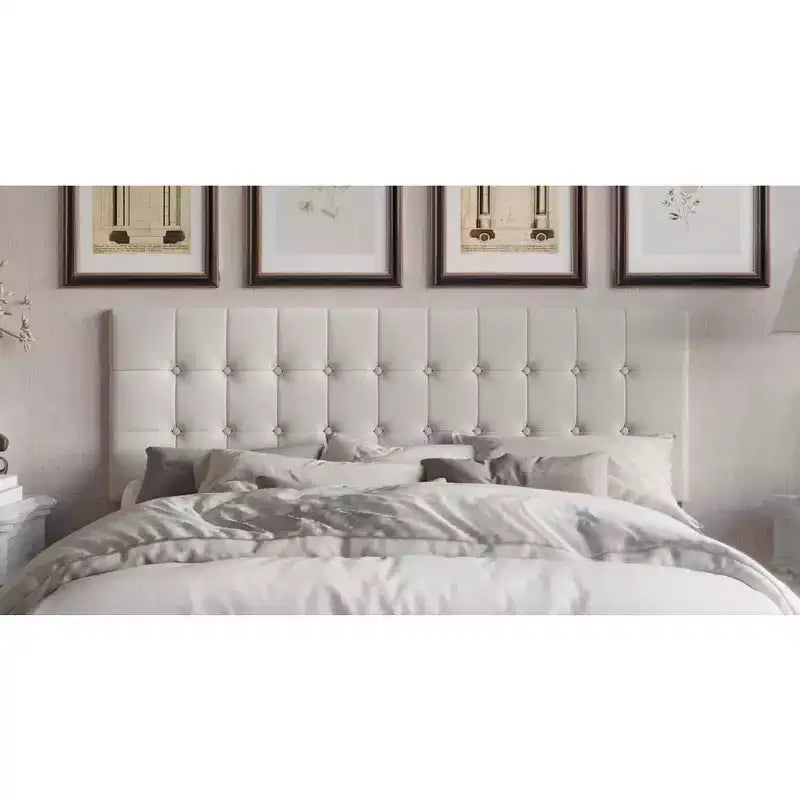 Tête de lit capitonnée à boutons | Noir, Gris clair, Gris chaud | Lit simple / Lit double / Grand lit