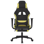 Fauteuil de gaming en tissu noir et vert clair avec repose-pieds, une place