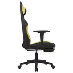 Fauteuil de gaming en tissu noir et vert clair avec repose-pieds, une place