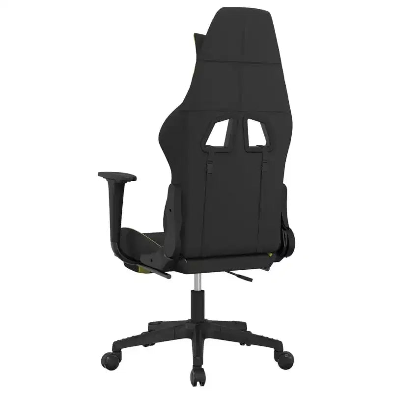 Fauteuil de gaming en tissu noir et vert clair avec repose-pieds, une place
