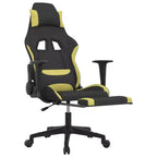 Fauteuil de gaming en tissu noir et vert clair avec repose-pieds, une place