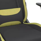 Fauteuil de gaming en tissu noir et vert clair avec repose-pieds, une place