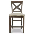 Tabourets de bar rembourrés beiges de hauteur comptoir, lot de 2