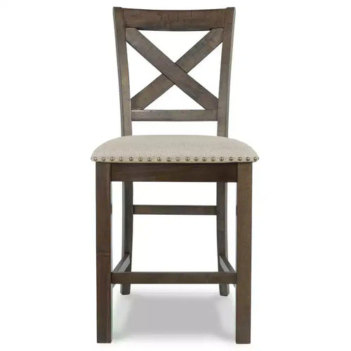 Tabourets de bar rembourrés beiges de hauteur comptoir, lot de 2