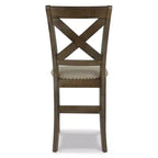 Tabourets de bar rembourrés beiges de hauteur comptoir, lot de 2
