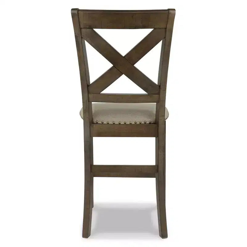 Tabourets de bar rembourrés beiges de hauteur comptoir, lot de 2