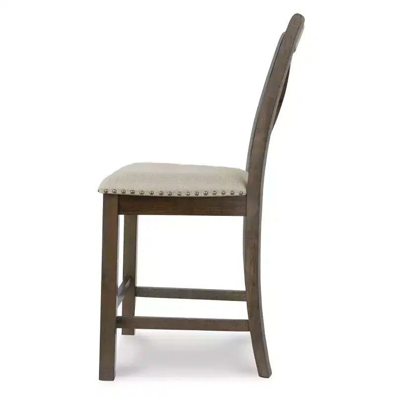 Tabourets de bar rembourrés beiges de hauteur comptoir, lot de 2