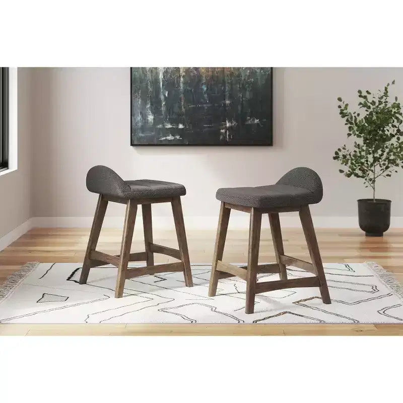 Tabourets de comptoir bas sans accoudoirs gris anthracite, lot de 2