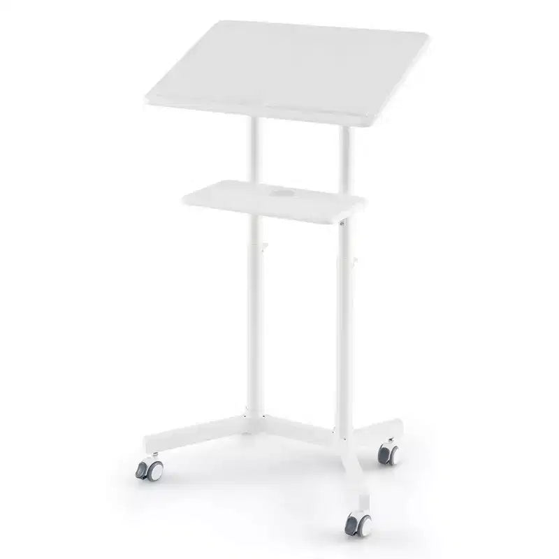 Pupitre mobile blanc avec plateau inclinable et roulettes verrouillables – 1 ou 2 pièces