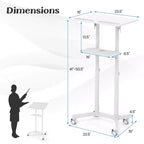Pupitre mobile blanc avec plateau inclinable et roulettes verrouillables – 1 ou 2 pièces
