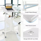 Pupitre mobile blanc avec plateau inclinable et roulettes verrouillables – 1 ou 2 pièces