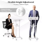 Pupitre mobile blanc avec plateau inclinable et roulettes verrouillables – 1 ou 2 pièces