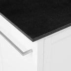 Îlot de cuisine roulant avec dessus en granit, noir/blanc, assemblage 1 personne