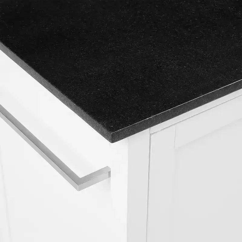 Îlot de cuisine roulant avec dessus en granit, noir/blanc, assemblage 1 personne