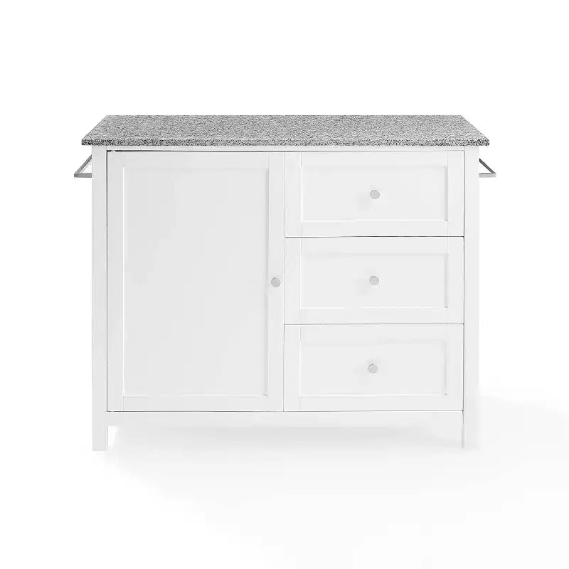 Îlot de cuisine roulant avec dessus en granit, noir/blanc, assemblage 1 personne