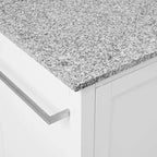 Îlot de cuisine roulant avec dessus en granit, noir/blanc, assemblage 1 personne