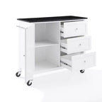 Îlot de cuisine roulant avec dessus en granit, noir/blanc, assemblage 1 personne