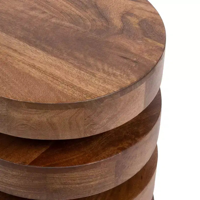 Table d'appoint ronde, noir/noyer, style milieu de siècle