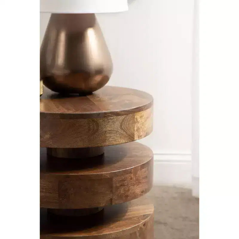 Table d'appoint ronde, noir/noyer, style milieu de siècle
