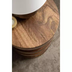 Table d'appoint ronde, noir/noyer, style milieu de siècle