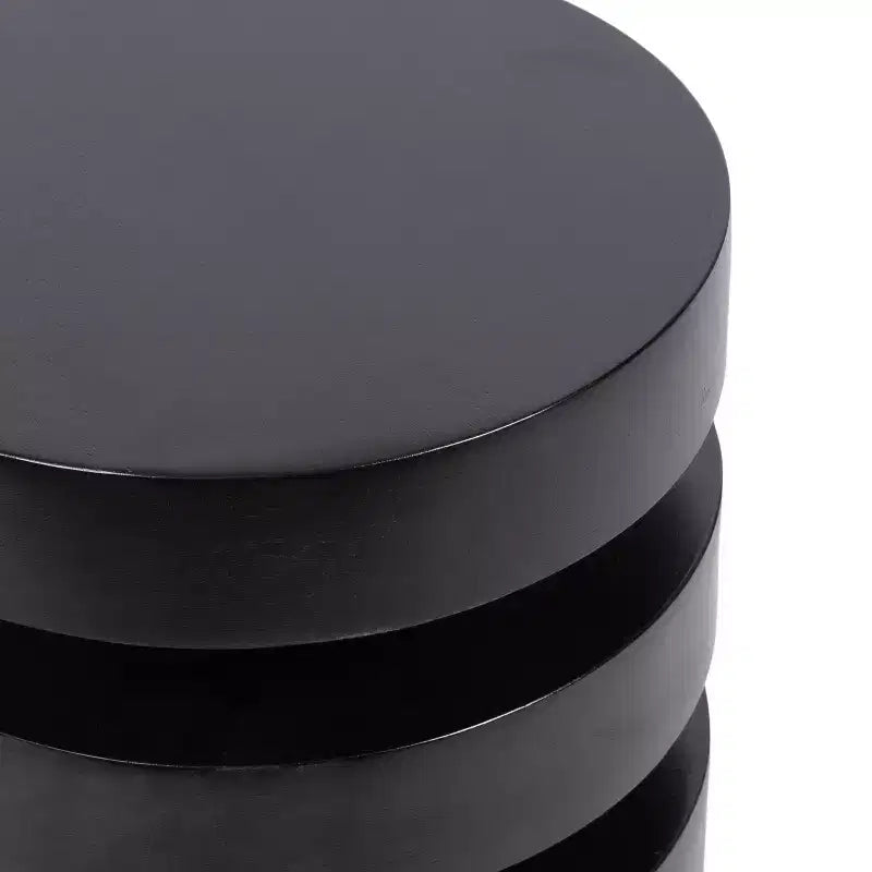 Table d'appoint ronde, noir/noyer, style milieu de siècle