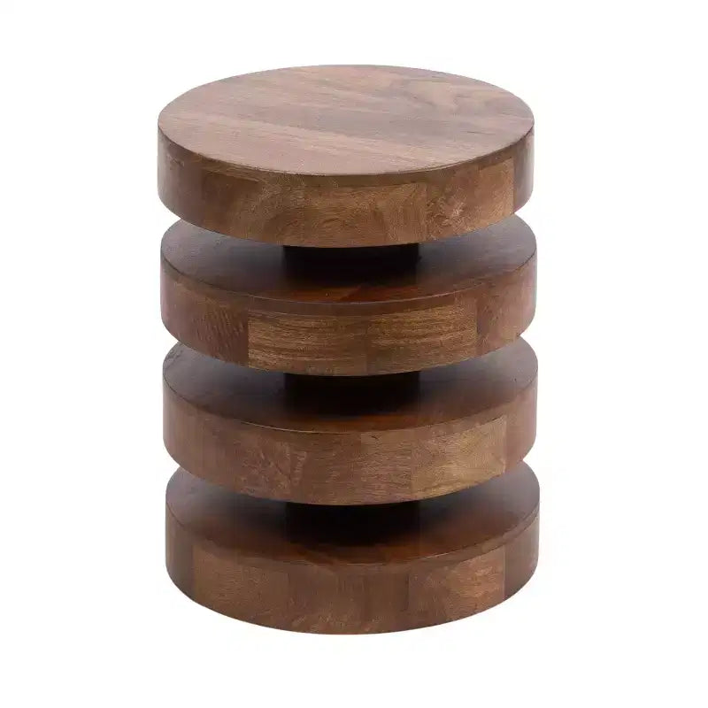 Table d'appoint ronde, noir/noyer, style milieu de siècle