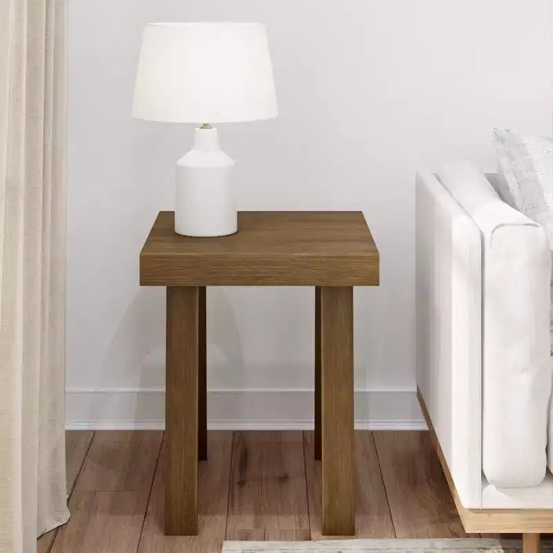 Table d'appoint carrée en bois massif, finition brossée, 4 couleurs — 50,8 cm x 50,8 cm x 61 cm