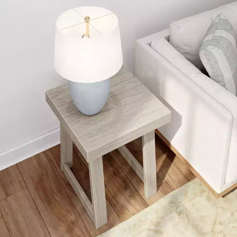 Table d'appoint carrée en bois massif, finition brossée, 4 couleurs — 50,8 cm x 50,8 cm x 61 cm