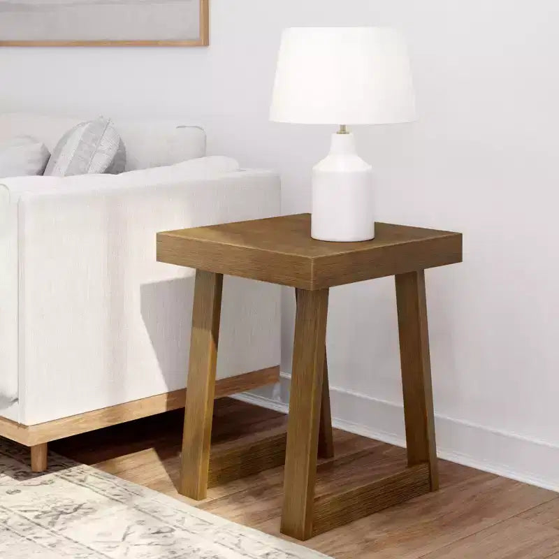 Table d'appoint carrée en bois massif, finition brossée, 4 couleurs — 50,8 cm x 50,8 cm x 61 cm