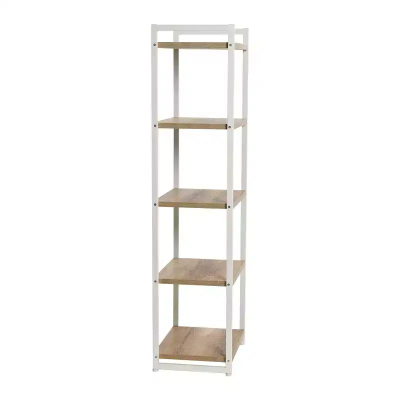 Étagère étroite blanche à 5 tablettes, assemblage par 1 personne