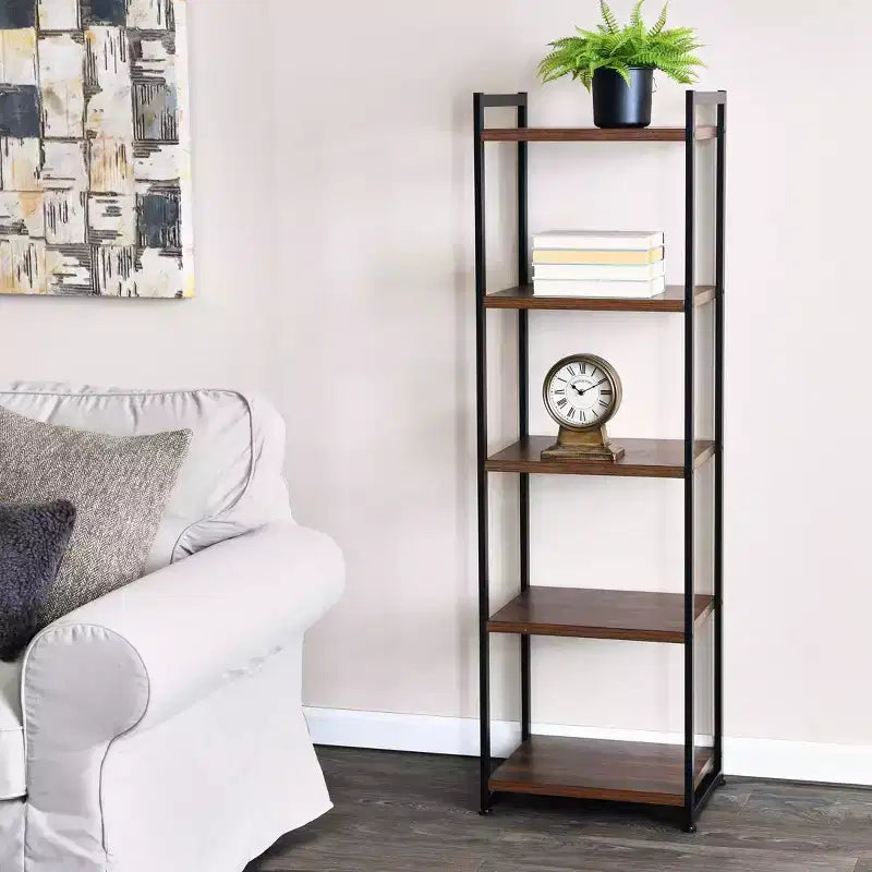 Étagère étroite blanche à 5 tablettes, assemblage par 1 personne
