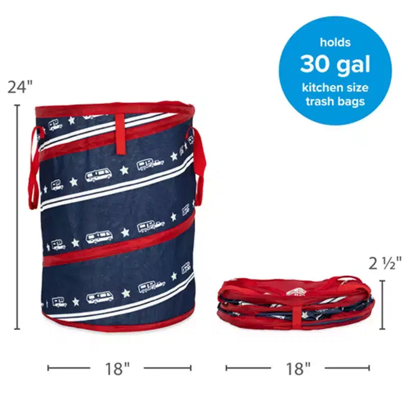 Poubelle d'appoint patriotique escamotable, individuelle, rouge/blanc/bleu