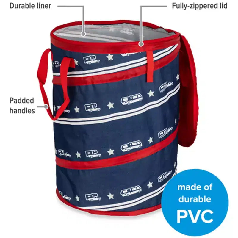 Poubelle d'appoint patriotique escamotable, individuelle, rouge/blanc/bleu