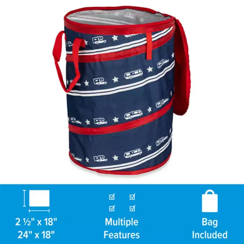 Poubelle d'appoint patriotique escamotable, individuelle, rouge/blanc/bleu